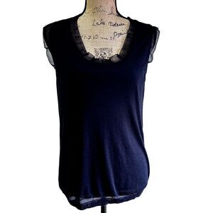 P.A.R.O.S.H. Women's Sleeveless Sweater SZ L Black Silk/Cashmere Knit Vest Top